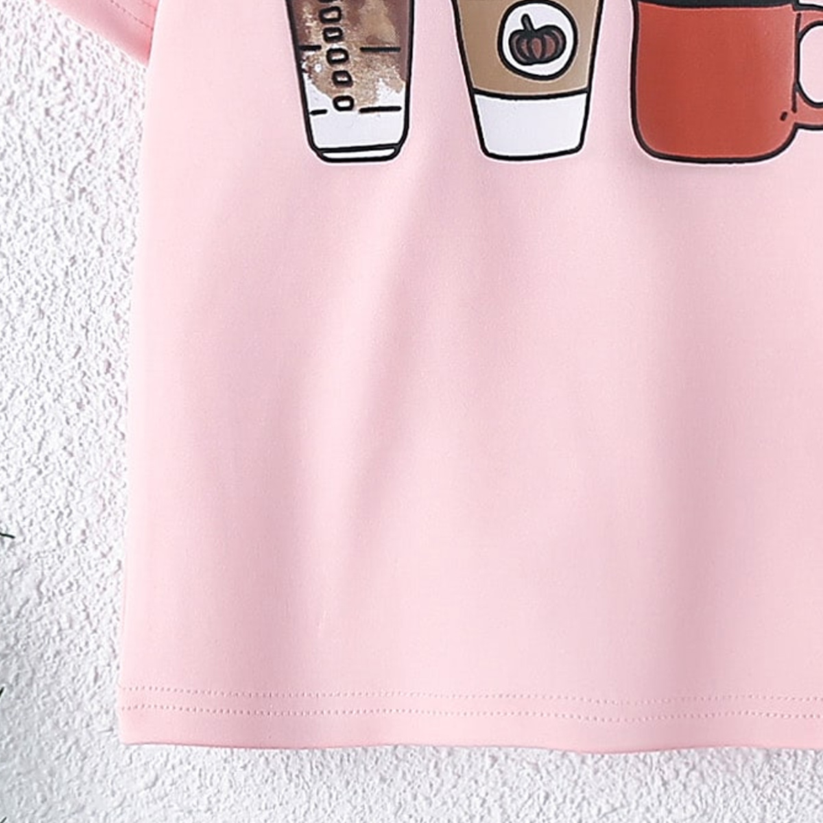 Kids Girls Summer Cute Food Coffee Pattern T-shirt Wholesale
