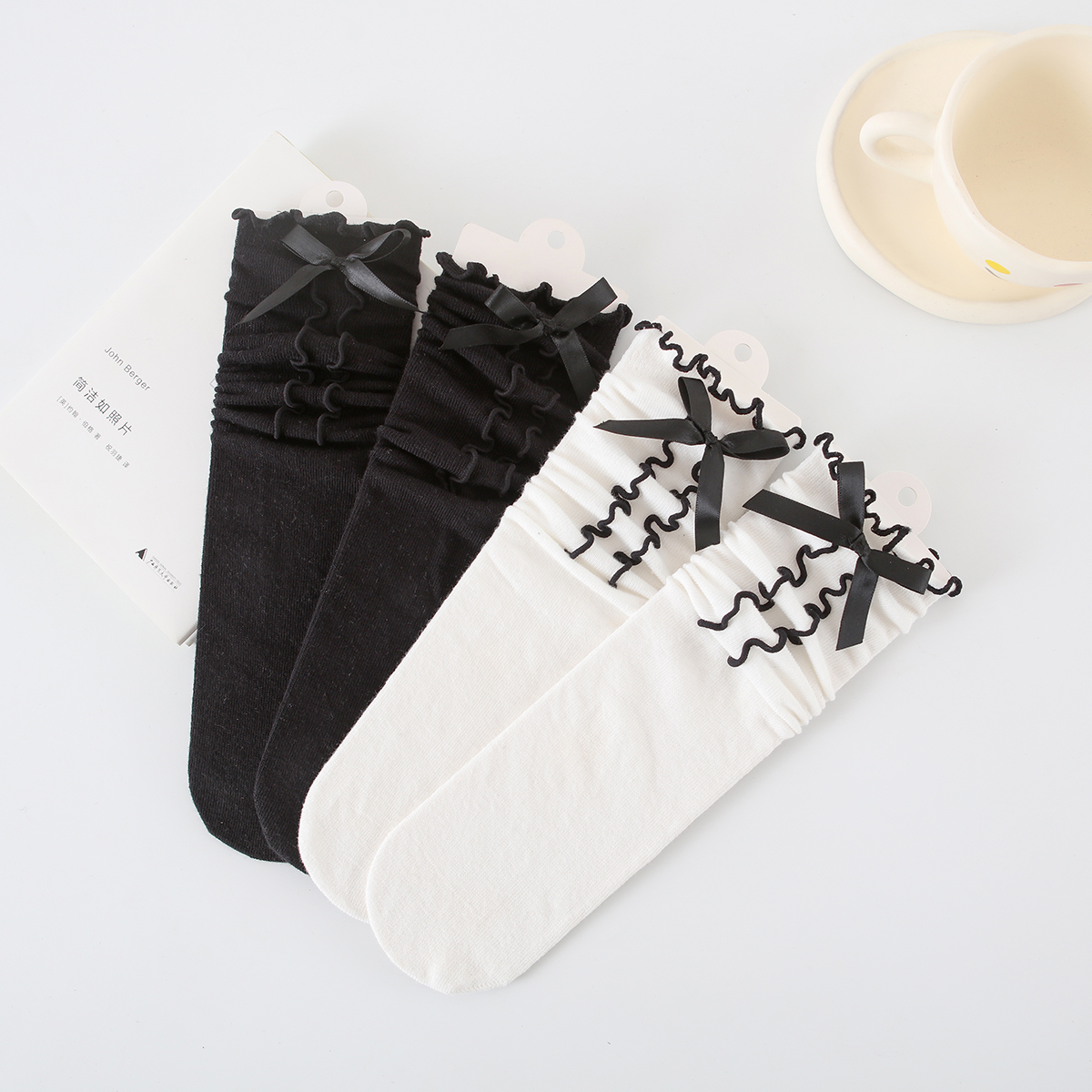 Toddler Girl Bow Lace Design Knee-High Stockings Wholesale