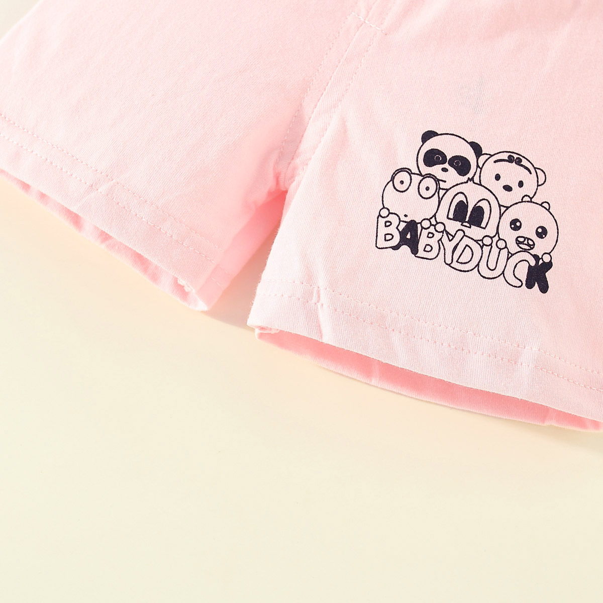 Toddler Girls Cotton Cartoon Color-block Top & Shorts Pajamas Sets Wholesale