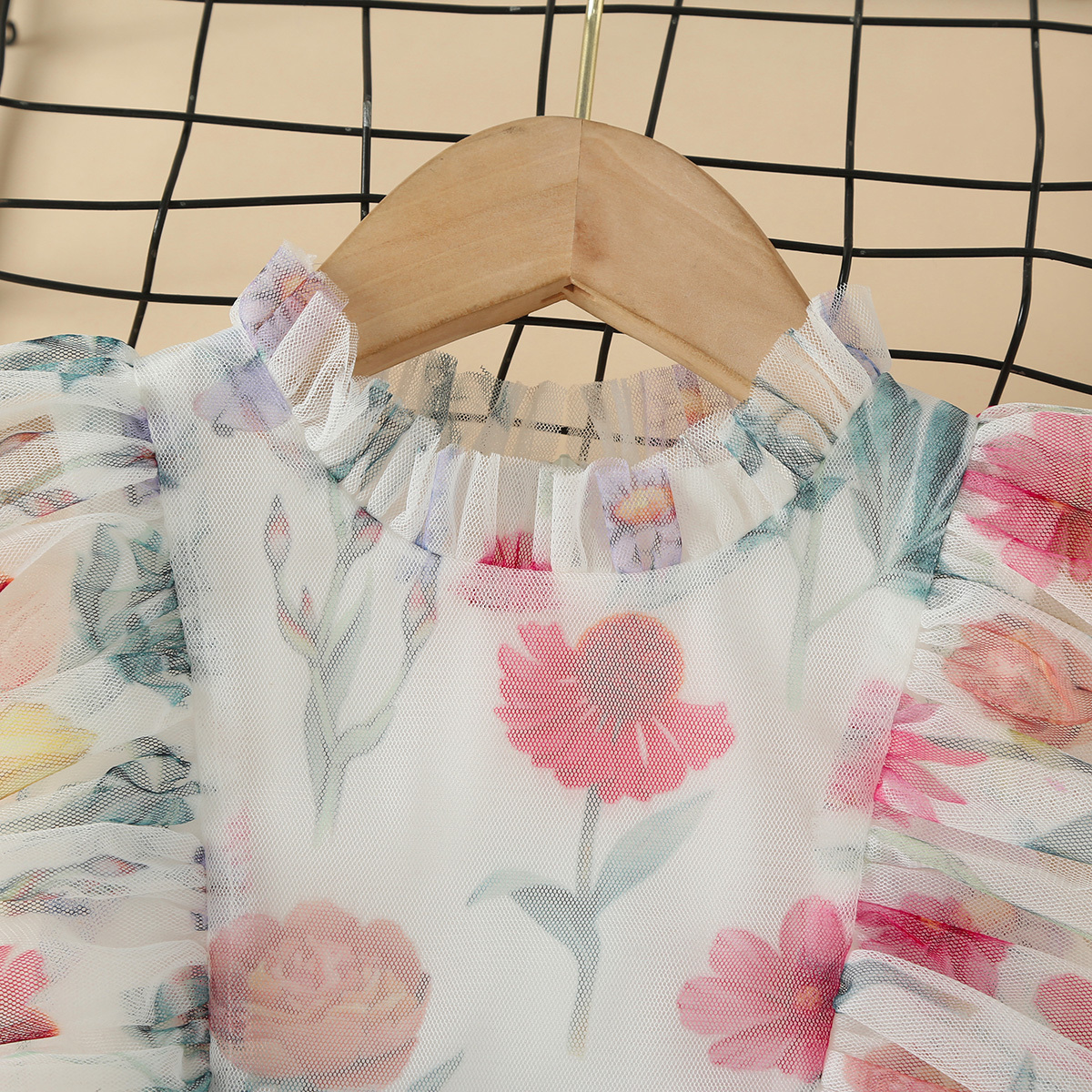 function2-Toddler Girl Floral Mesh Princess Dress Wholesale