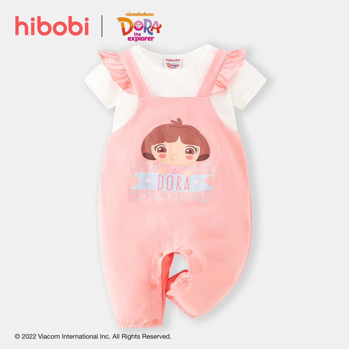 mo'nihibobi ×Dora Girl Baby Pink Strappy Trousers & white T-shirt Set 