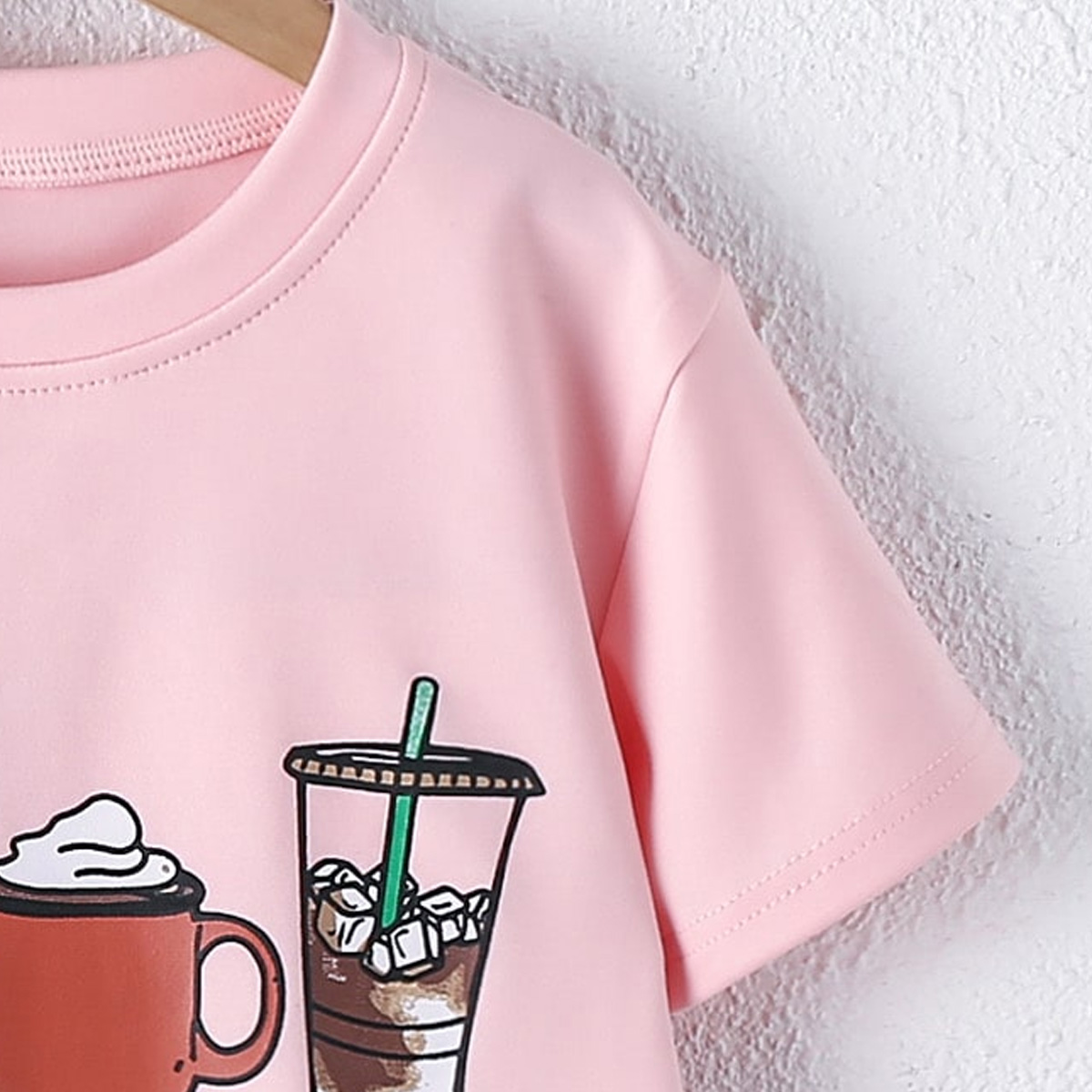 Kids Girls Summer Cute Food Coffee Pattern T-shirt Wholesale