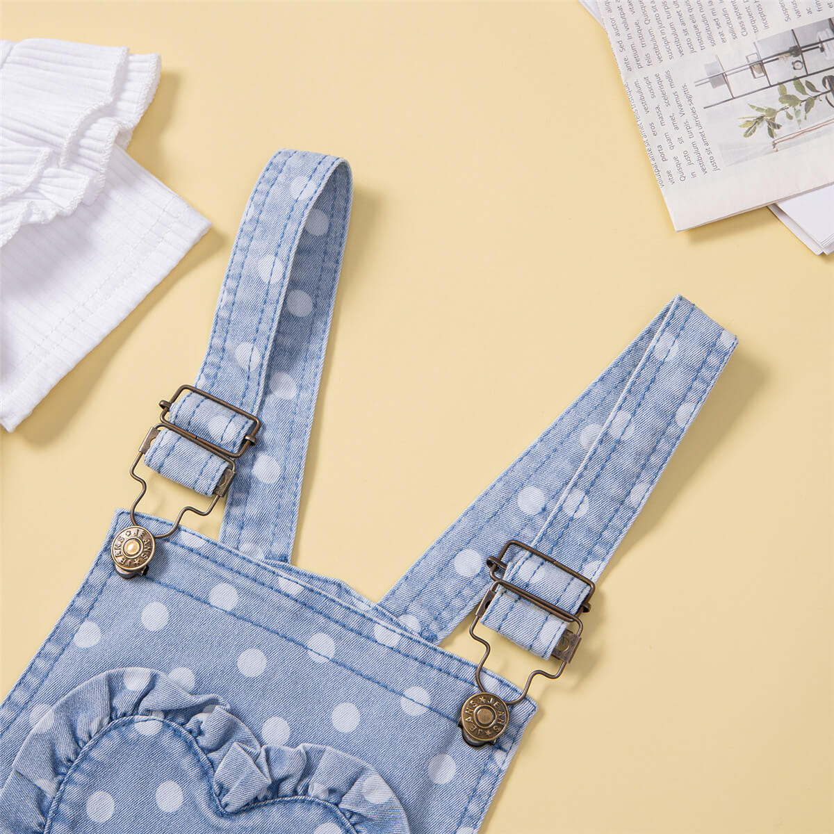 function1-Toddler Girl Polka dot Solid Heart-shaped Top & Overalls Wholesale