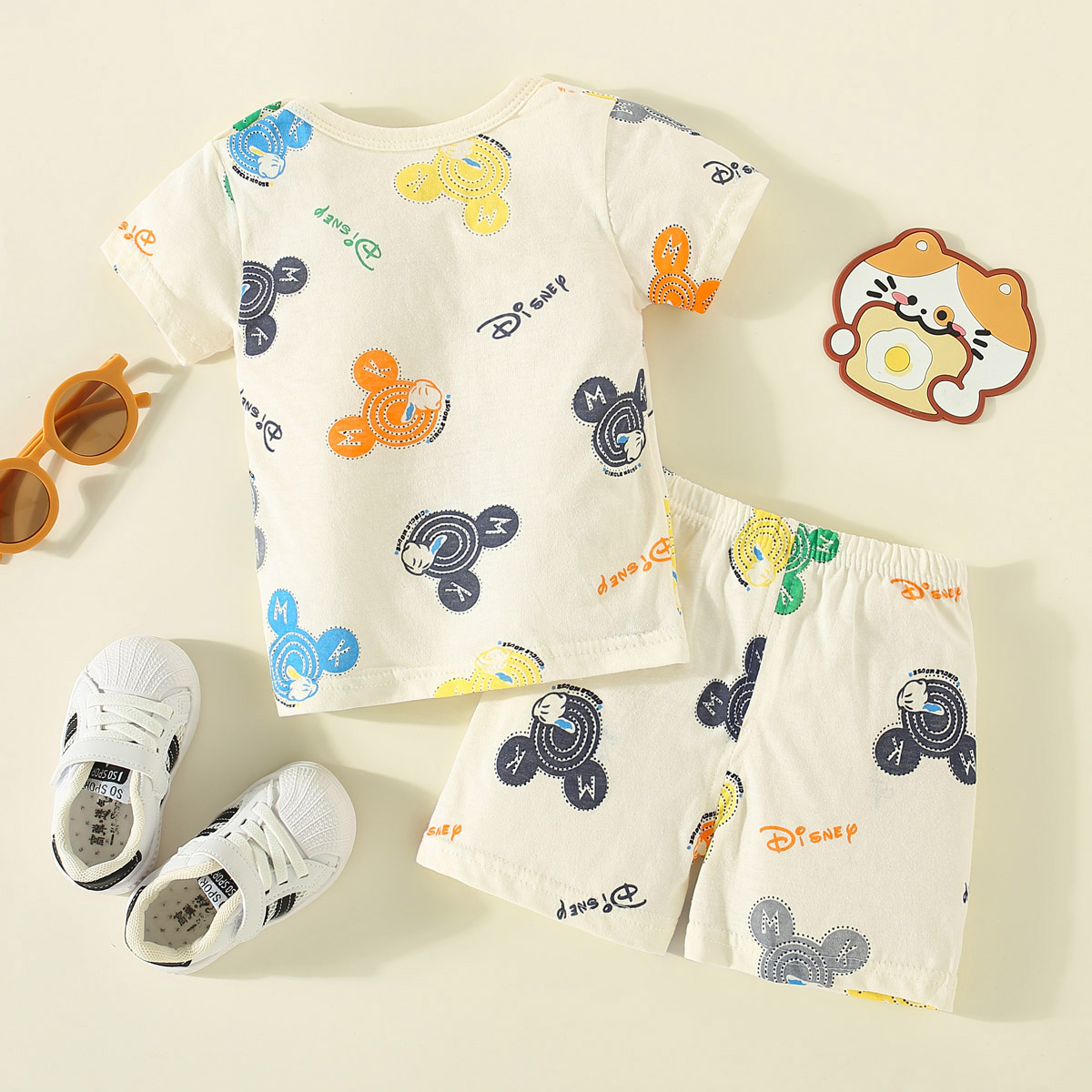 加购品2-会员价Toddler Boy Cartoon full print Top & Shorts Pajamas Sets Wholesale