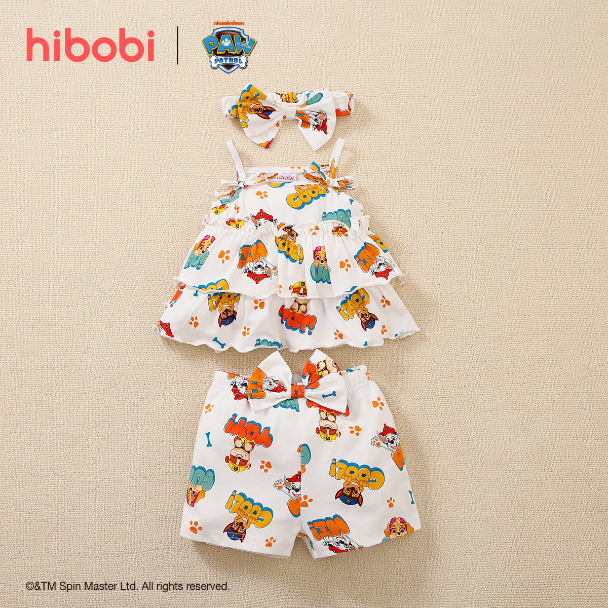 hibobi×PAW Patrol Baby Girl Cute Print camisole top and shorts and Hea