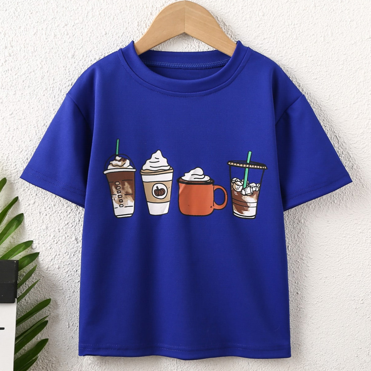 Kids Girls Summer Cute Food Coffee Pattern T-shirt Wholesale